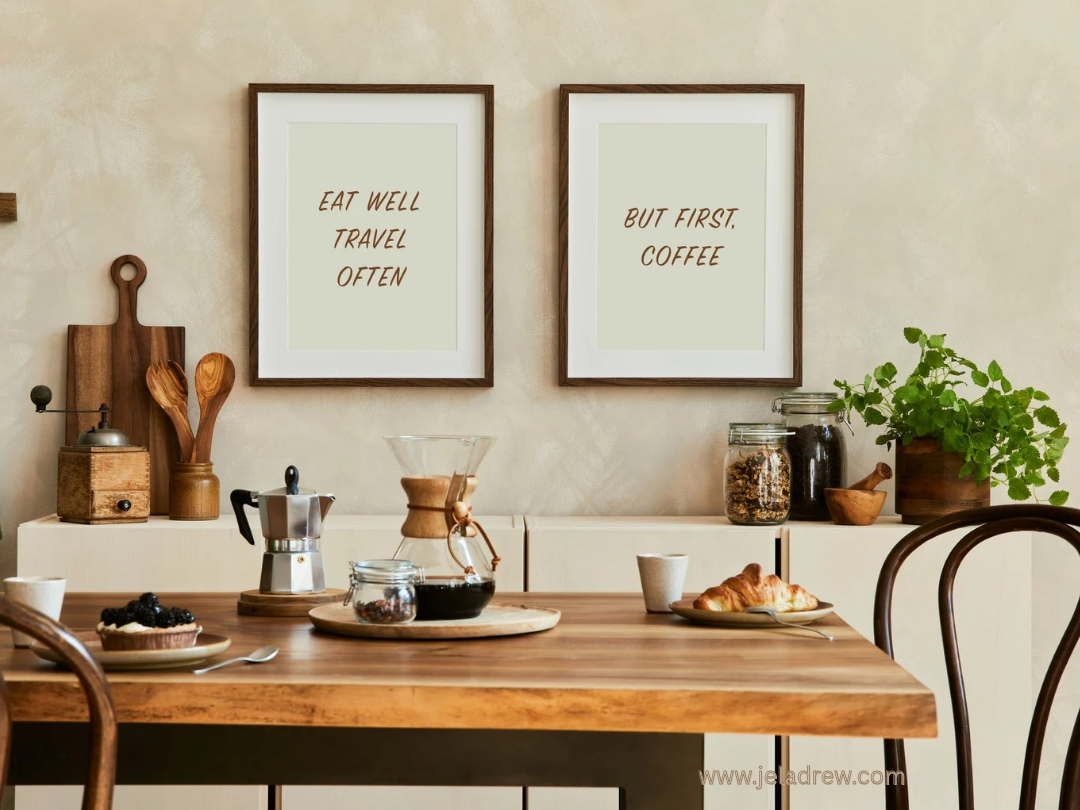 Coffee-station-with-a-framed-quote
