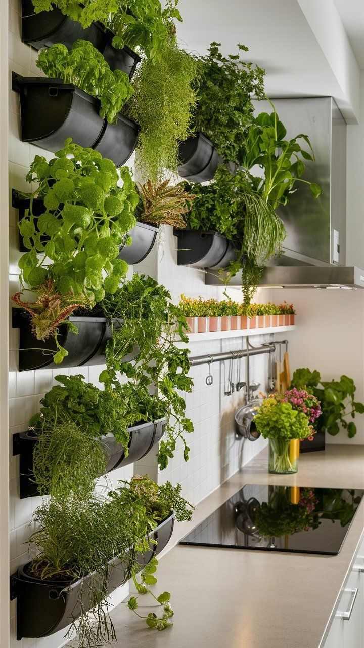 indoor-kitchen-garden-with-black-wall-mounted-planters-20-small-kitchen-wall-decor