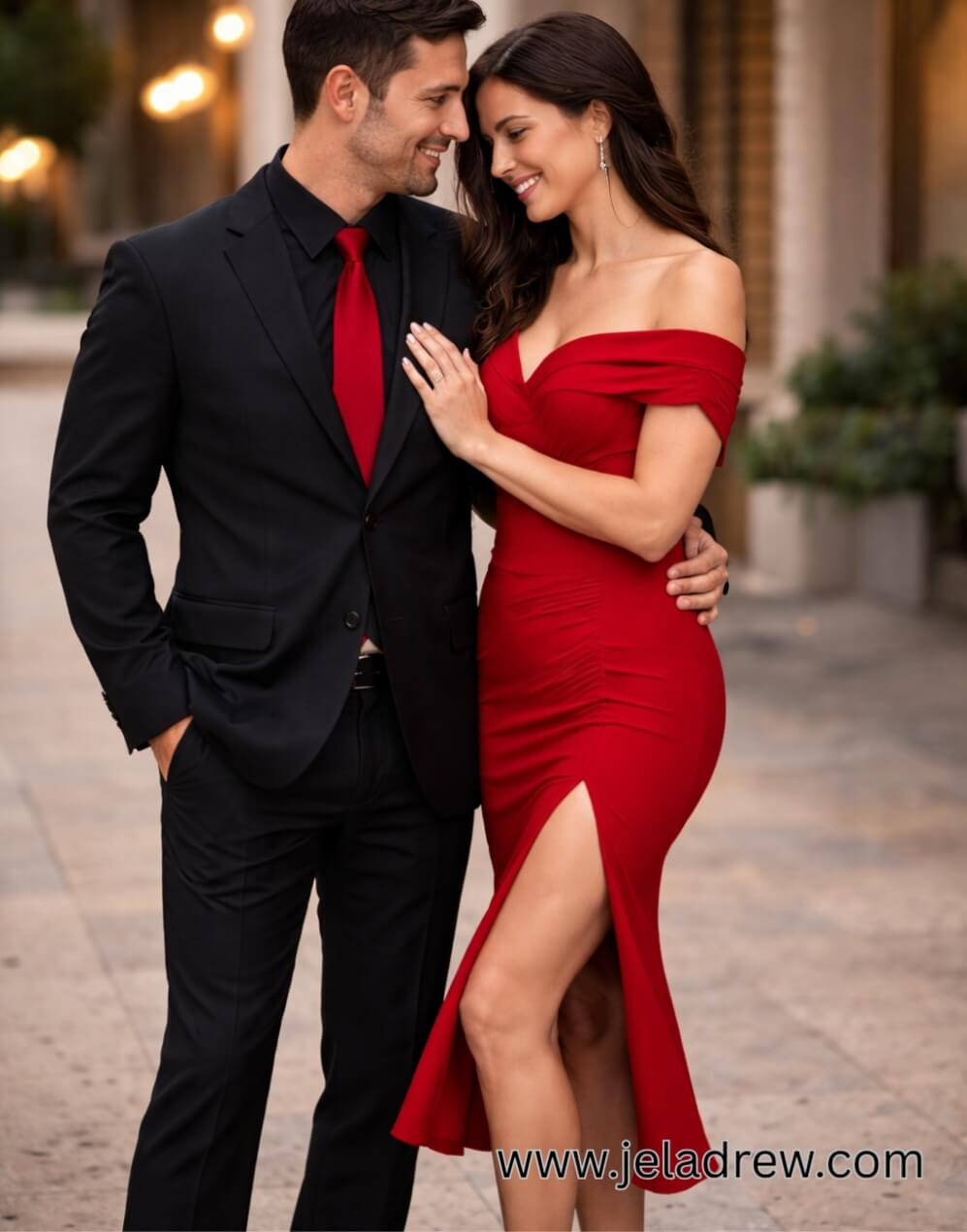 Classic-red-dress-and-suit