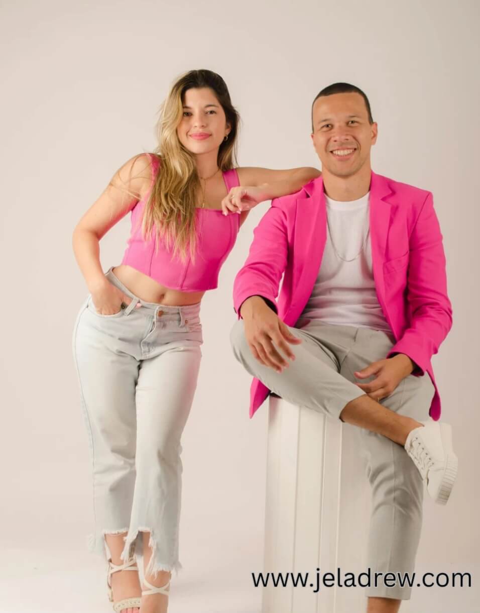 Couple-wearing-modern-pink-and-neutral-Valentine’s-Day-outfit