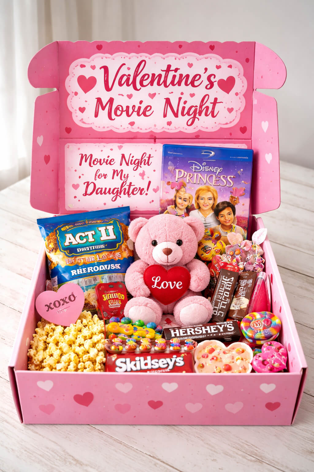 Movie-box-with-pop-corn-chocolates-and-teddy-bear.