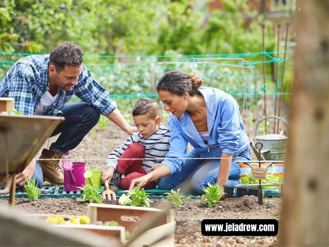 Family-planting-vegetables-to-gether-in-a-backyard-garden-fun-spring-activities-for-family-and-friends