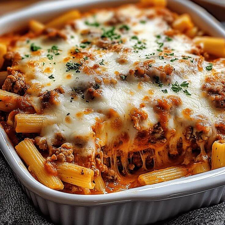 Baked-ziti-with-a-and-meat-sauce