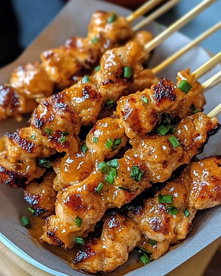 Grilled-chicken-skewers-glazedwith-sauce-and-garnished-with-herbs