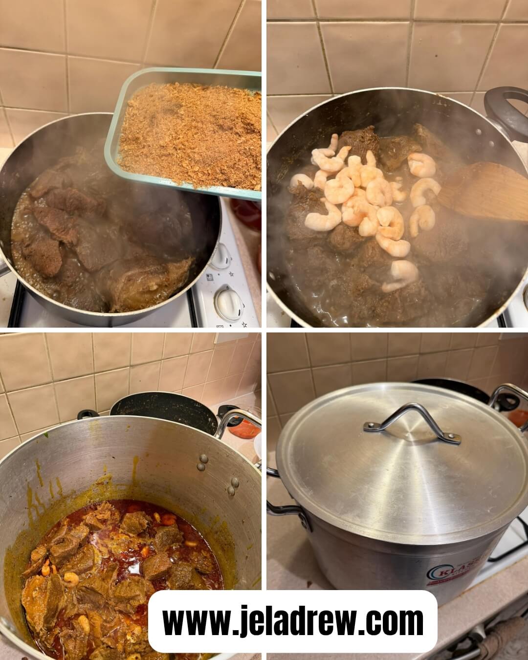 Step-3-Adding-cray-fish-shrimps-and-palm-oil-to-the-pot-then -covering-it-to-simmer-and-blend-the-flavors