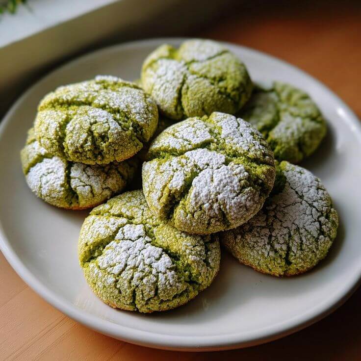 green-mat-cha-cookies-with-powdered-sugar-sprinkled-on-it-30-St-Patrick's-Day-dessert-ideas-to-sweeten-your-celebration