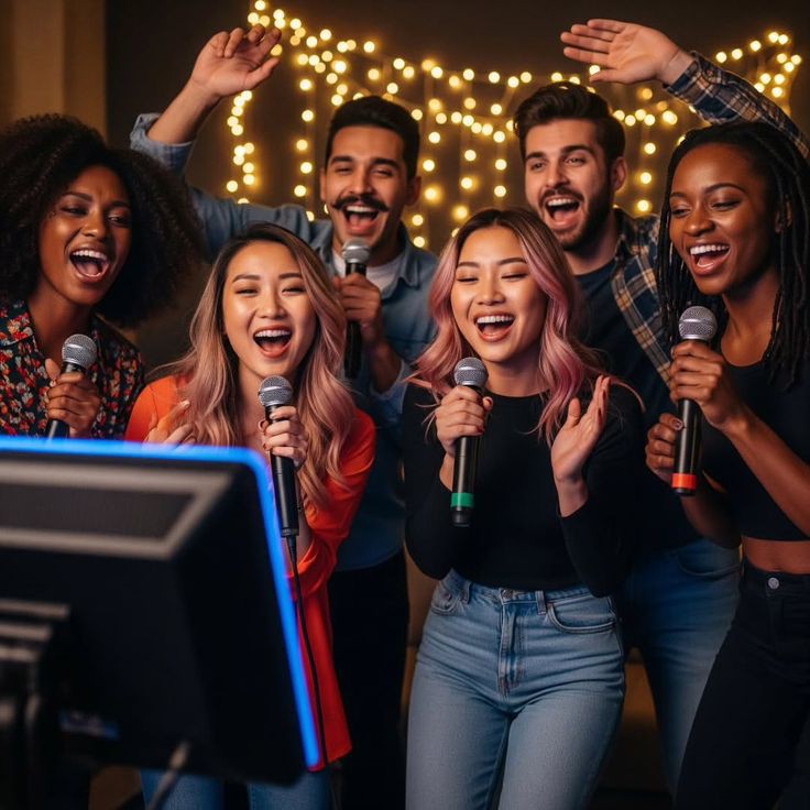 office-holiday-karaoke-party-coworkers-singing