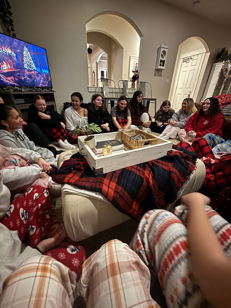 cozy-pajama-movie-day-office-holiday-party-setup