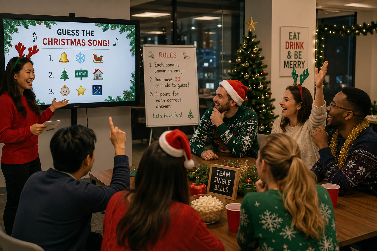 guess-the-Christmas-song-game-at-office-holiday-party