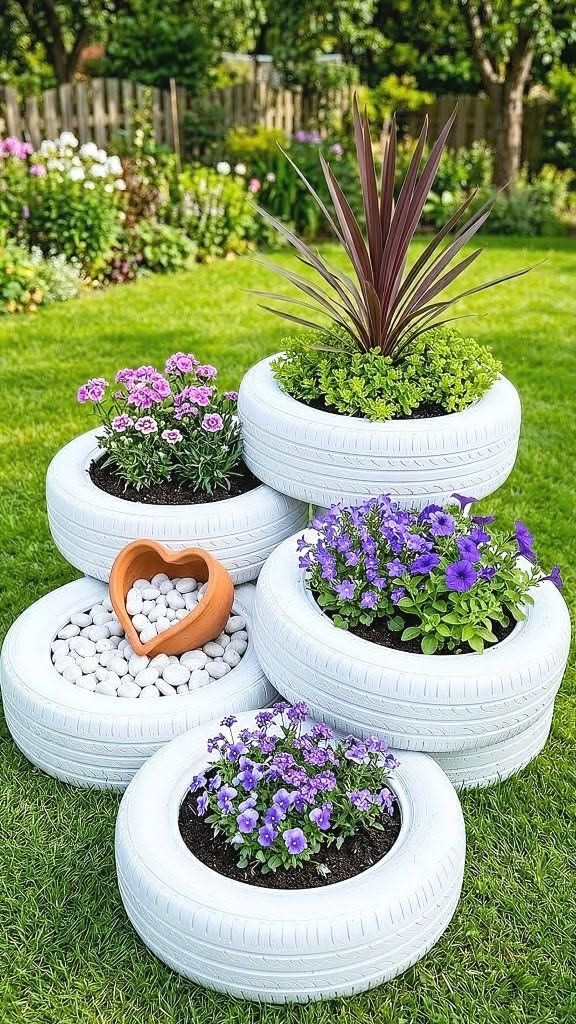 upcycled-planters-old-buckets-and-tires-creative-garden-design