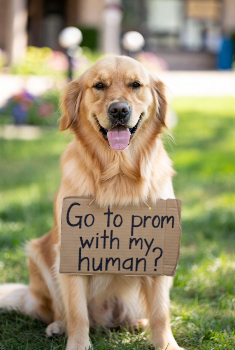 A-cute-dog-wearing-a-creative-cardboard-sign-asking-someone-to-go-to-prom.