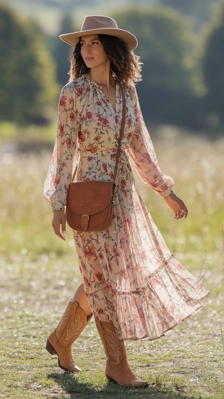 floral-sundress-with-cowboy-boots-effortless-daytime-downtown-nashville-outfit