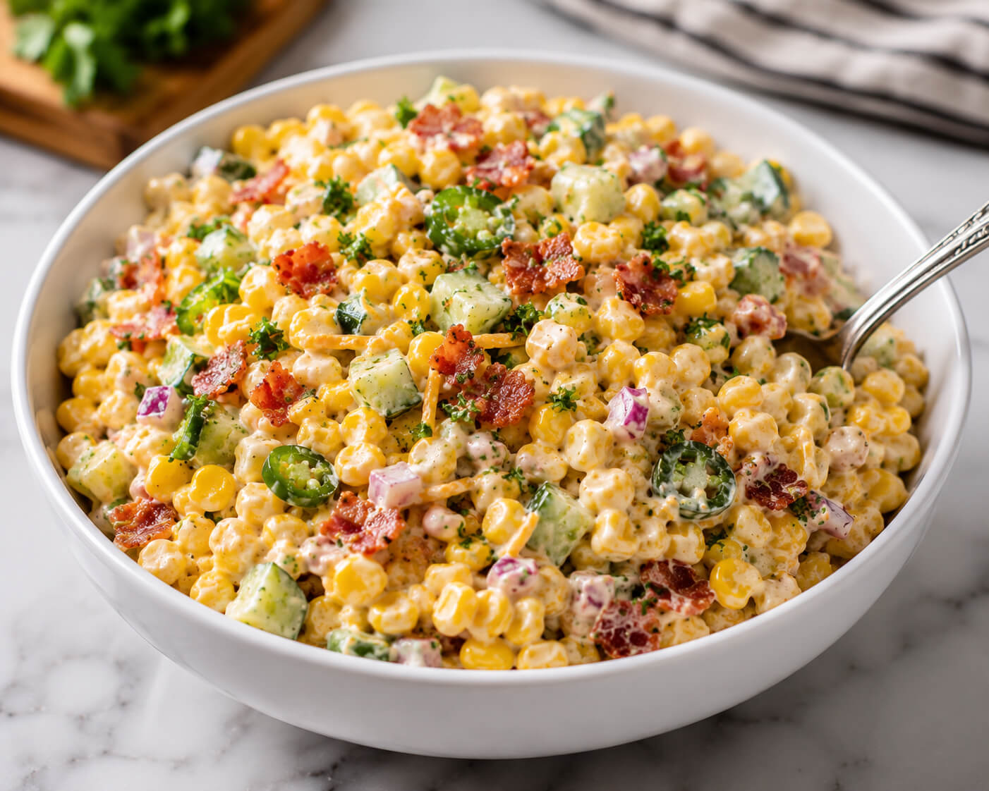 Serving-Suggestion-for-crack-corn-salad-in-a-white-bowl-with-spoon