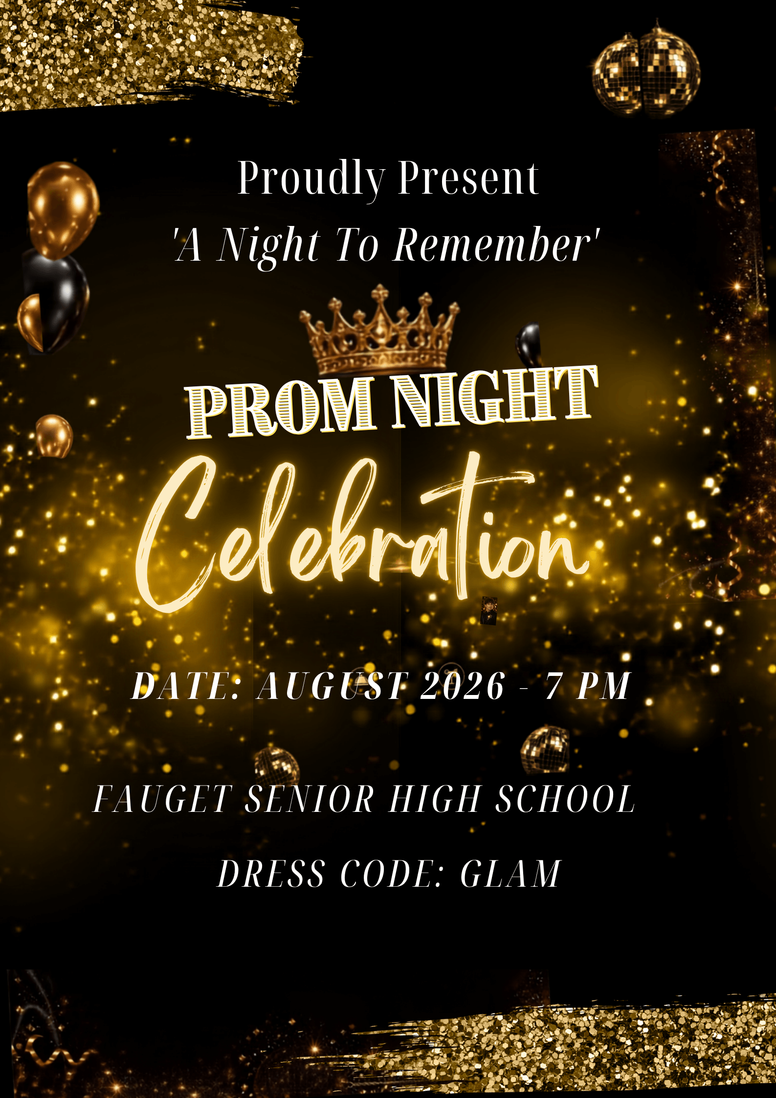 Golden-glamour-celebration-party-graphic-with-shimmering-gold-bokeh-lights-glitter-brushstrokes-and-royal-crown-focal-point-for-prom-flyer-ideas