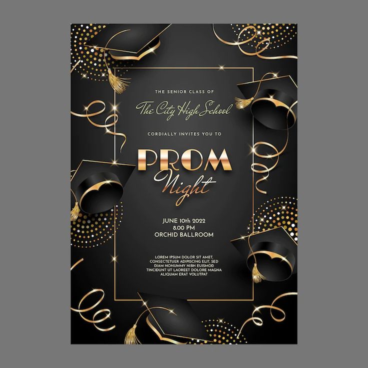 Sophisticated-senior-commencement-celebration-graphic-with-geometric-gold-border-and-3D-graduation-caps-with-tassels