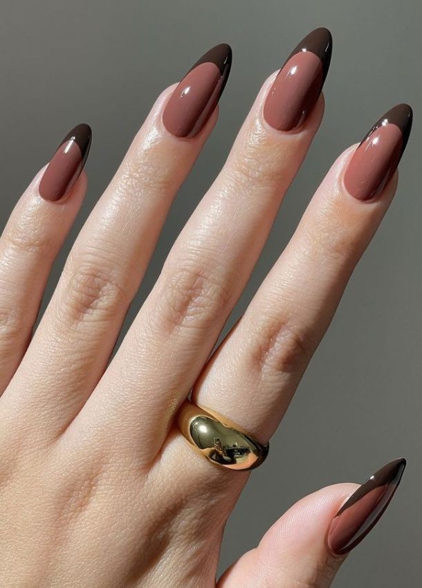 Deep-chocolate-french-tips-nails
