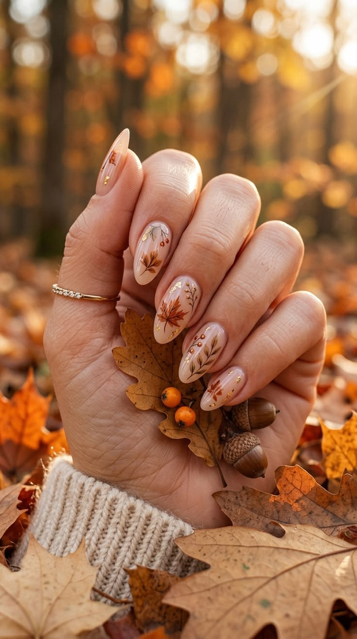 Falling-leaves-fall-and-Thanksgiving-nail-ideas 