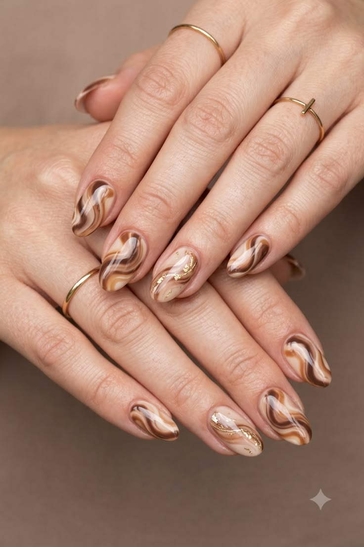 Coffee-swirl-marble-nails